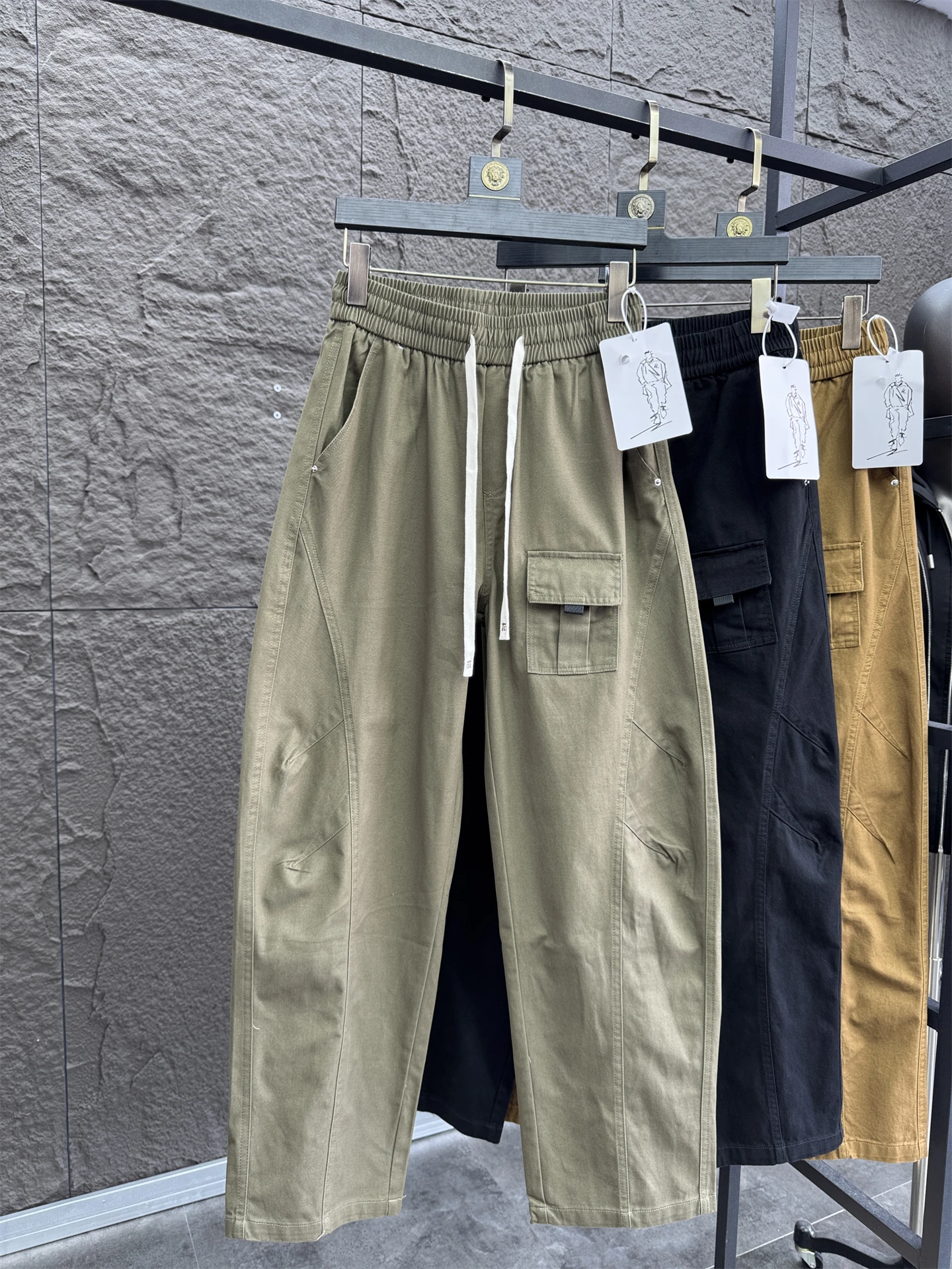 

American Sle Workwear Pants 00% Cotton Loose Straight Leg Men's Casual Trousers Comfortable Spring Autumn Knife