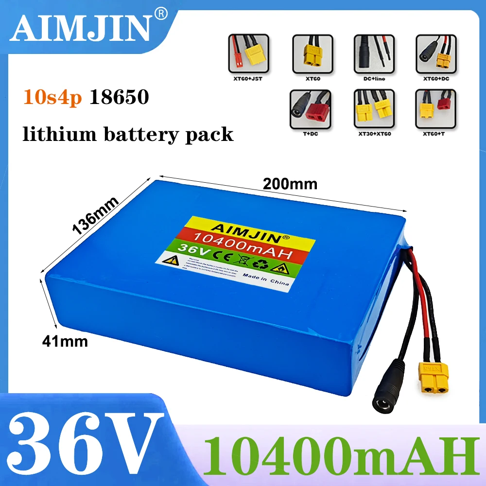 

New 36V Battery 10S4P Battery Pack 10.4Ah 500W 750W 18650 Lithium ion for e-bike Electric Car Bicycle Motor Scooter