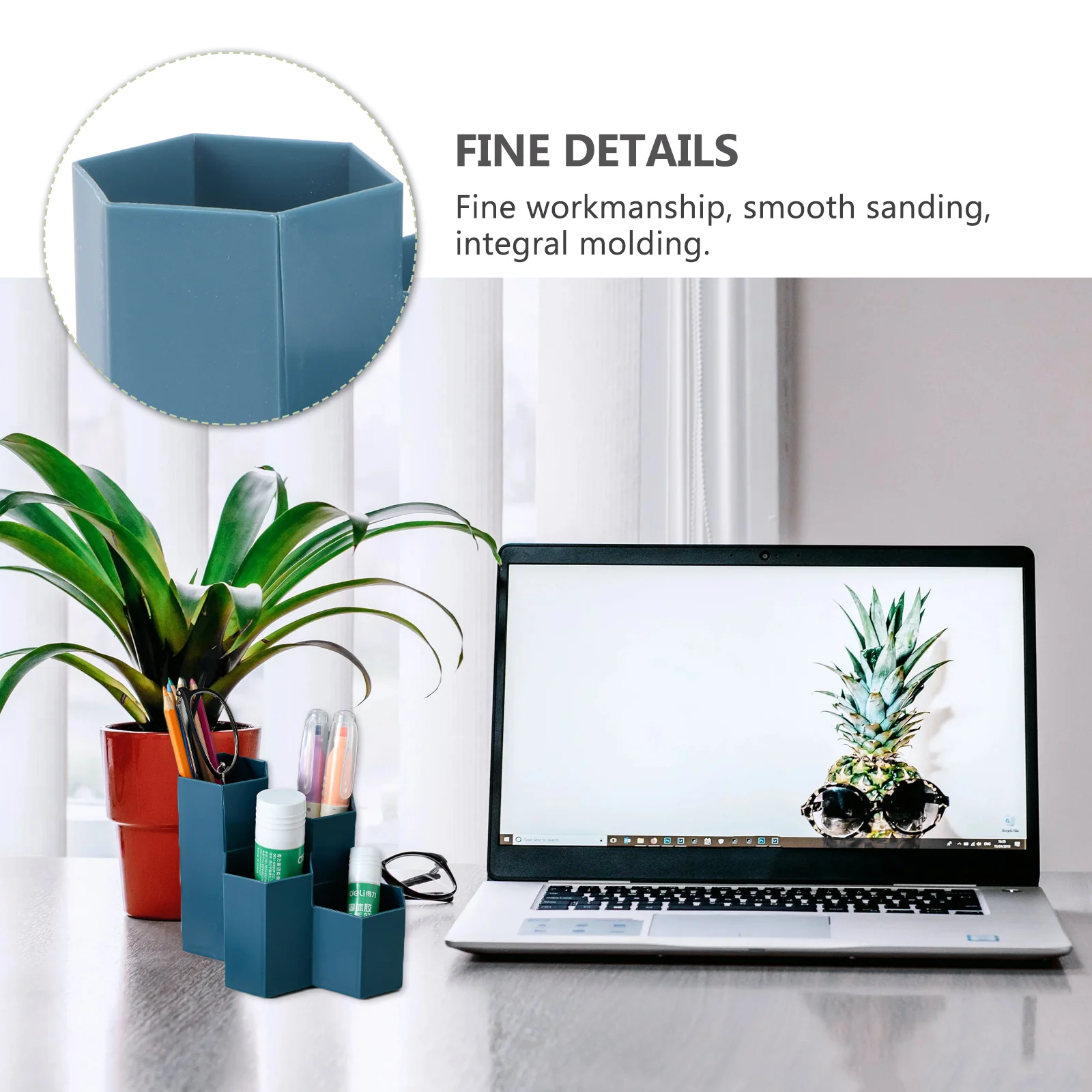 Desk Organizer Hexagonal Pen Holder Pencil Pot Dressing Table Makeup Tools Container Navy Storage Child