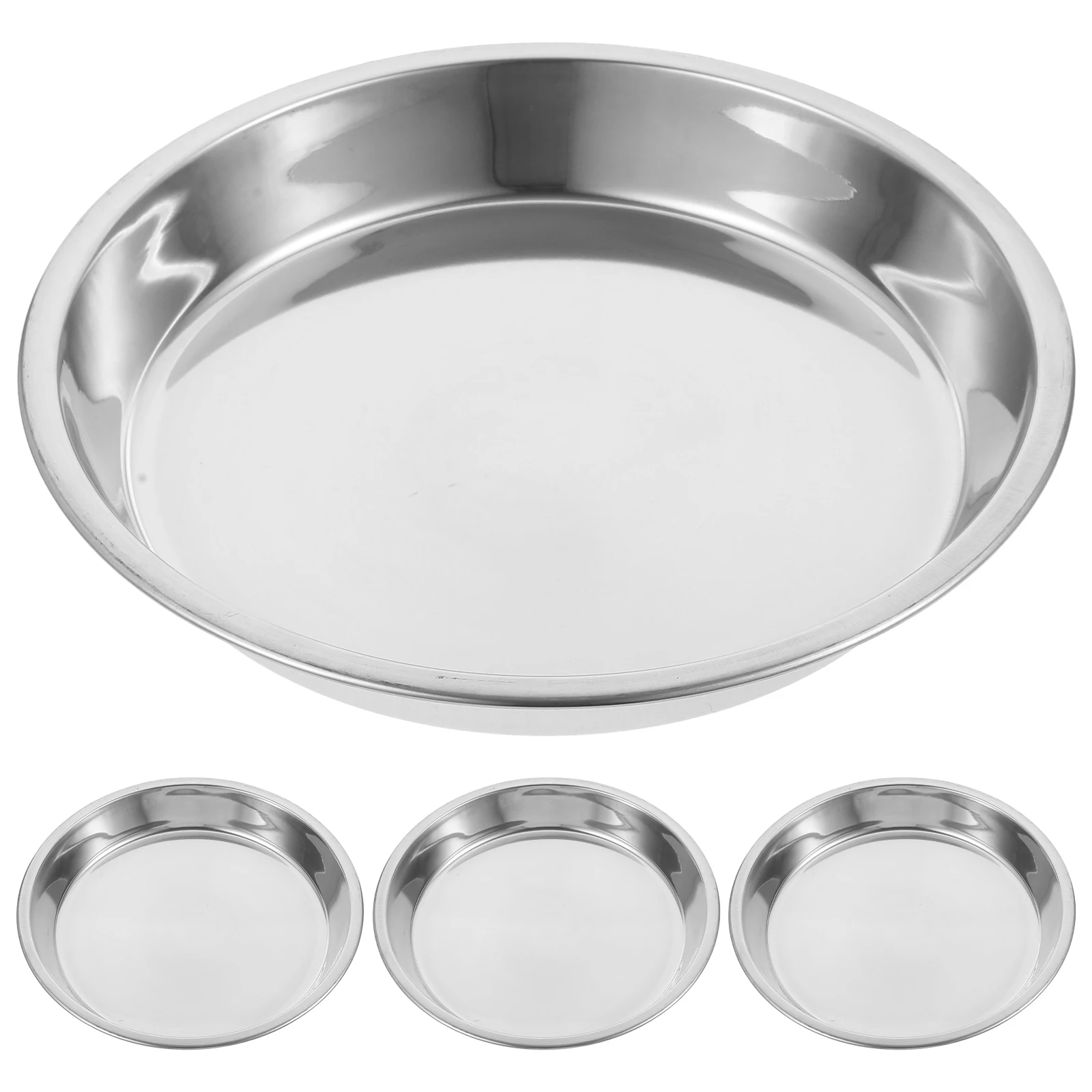 

4Pcs Stainless Steel Cat Bowls Multi-Function Shallow Household Kitten Feeding Bowls Durable Practical Metal Pet Basins