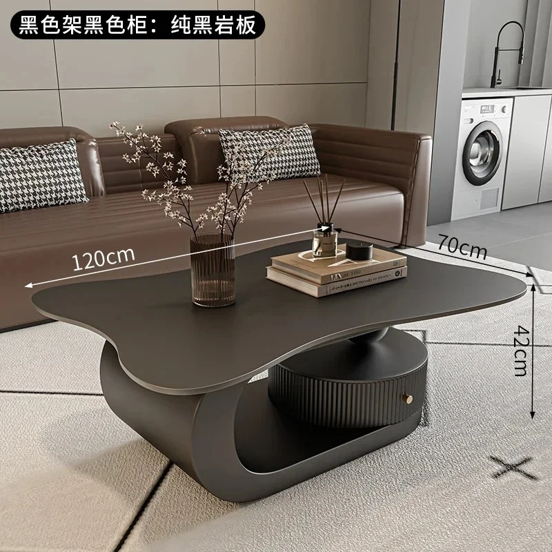 Modern minimalist rock slab coffee table living room home light luxury high-end small apartment new special-shaped