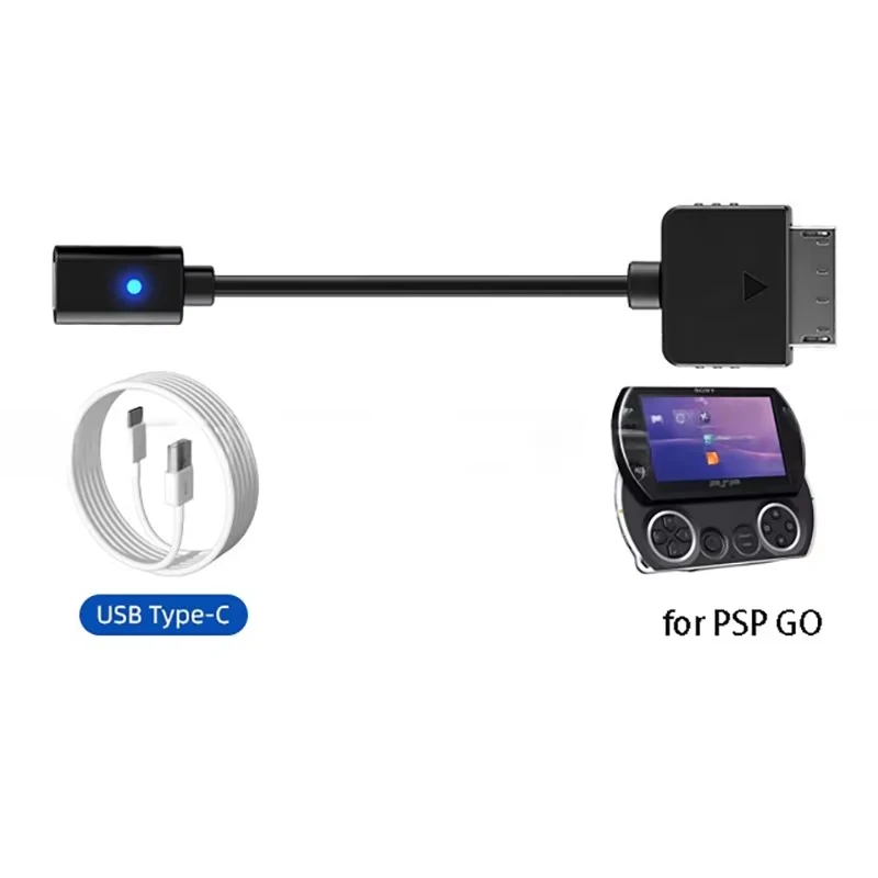 Auroxin 10cm Schwarzes Typ-C LED-Kabel Ladeadapter Stromversorgung für PSP Go Spielkonsole – Detail 1