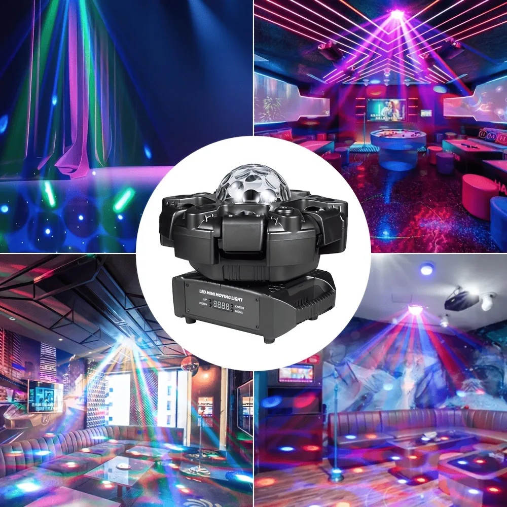 120W Rgbw Six-Arm Magic Ball Moving Head Light, 4-in-1 Multifunctional Light and Shadow Effects, Supports Dmx512, Music Rhythm, and Other Modes, Suitable for Parties, Weddings, Stages, Ktv, and Various Live Events
