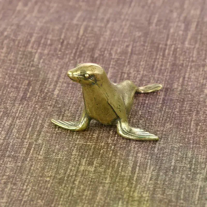 Animal Seal Figurines Miniatures Retro Brass Office Desktop Crafts Ornament Gifts Home Decorations Living Room Accessories Sea