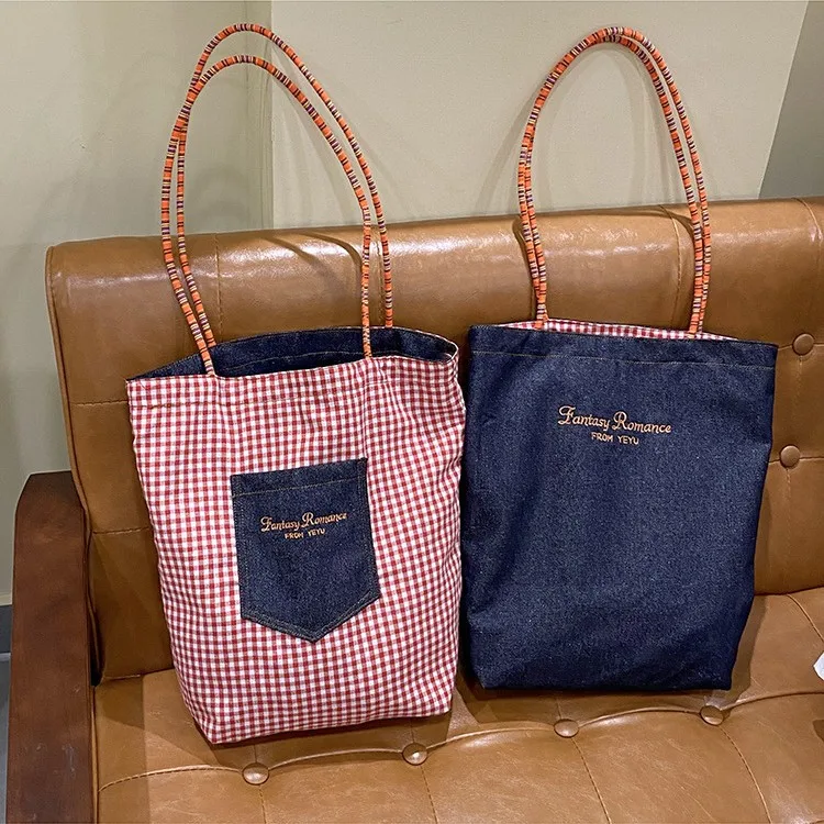 

YIFAN Women Canvas Bag Female Cotton Cloth Shoulder Bag Eco Handbag Tote Reusable Grocery Shopper Bags