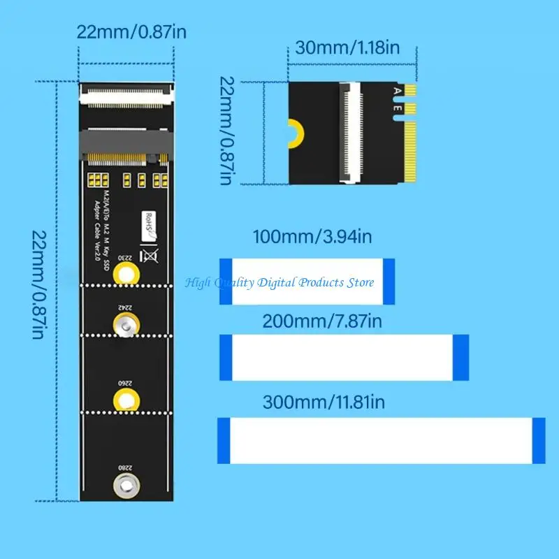 U2JE M.2 키 M 어댑터 64Gbps 빠른 속도 M.2 키 M에서 A+E Extension Cable에서 산업용 컴퓨터