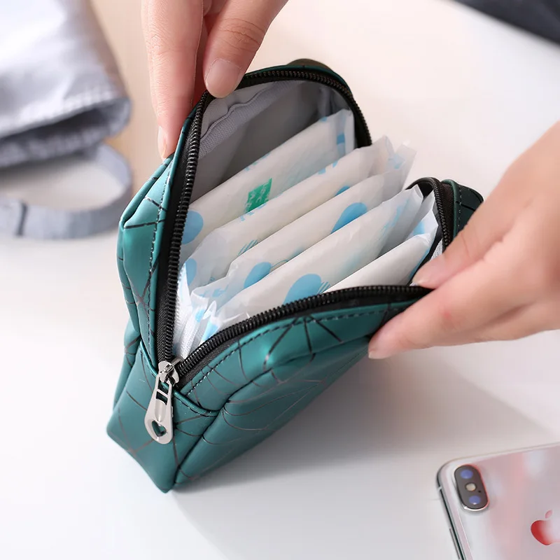 Ins Hot Sales Mini Waterproof PU Leather Cosmetic Bag with Compartments Portable Lipstick Make up Small Bags