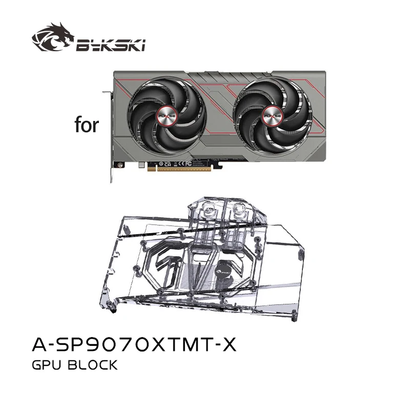 

Водоблок Bykski для видеокарт Sapphire RX9070XT PURE/METAL/PULSE /Медный охлаждающий радиатор с RGB-синхронизацией A-SP9070XTMT-X