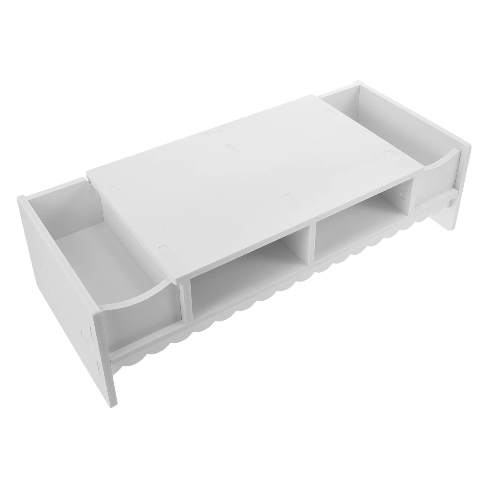 Desktop Shelf Notebooks Office Accessories Computer Riser with Drawer White Bamboo Screen Storage Bracket Work