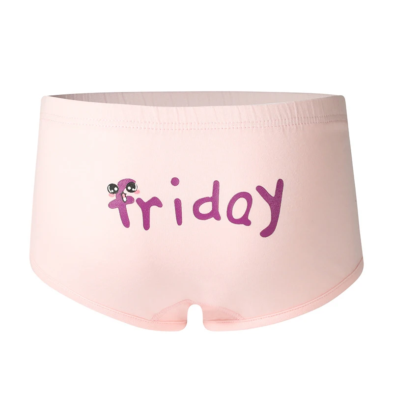 LJMOFA ropa interior para niñas, pantalones cortos de dibujos animados de algodón suave con letras de la semana, bragas de regalo para adolescentes, 7 piezas, 2-5T