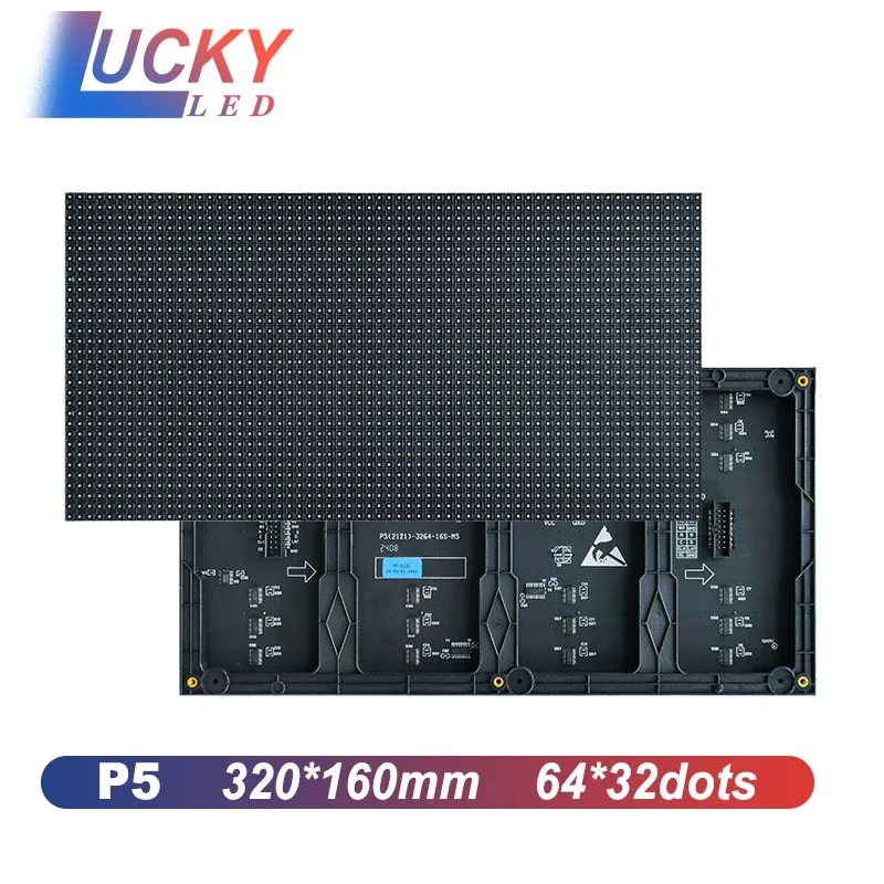 LED Module HUB75 P5 Indoor SMD 3IN1 RGB LED Matrix Module 64x32 Pixels LED Video Display Full Color Panel 1/16 Scan 320mmx160mm