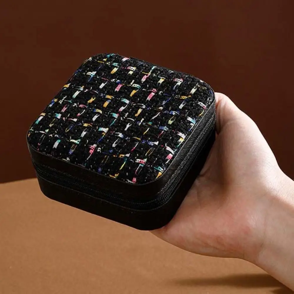 

Double Layer Jewelry Packing Bag PU Leather Flower Buckle Jewelry Display Holder Square Multi-function Rings Bearer Box Outdoors