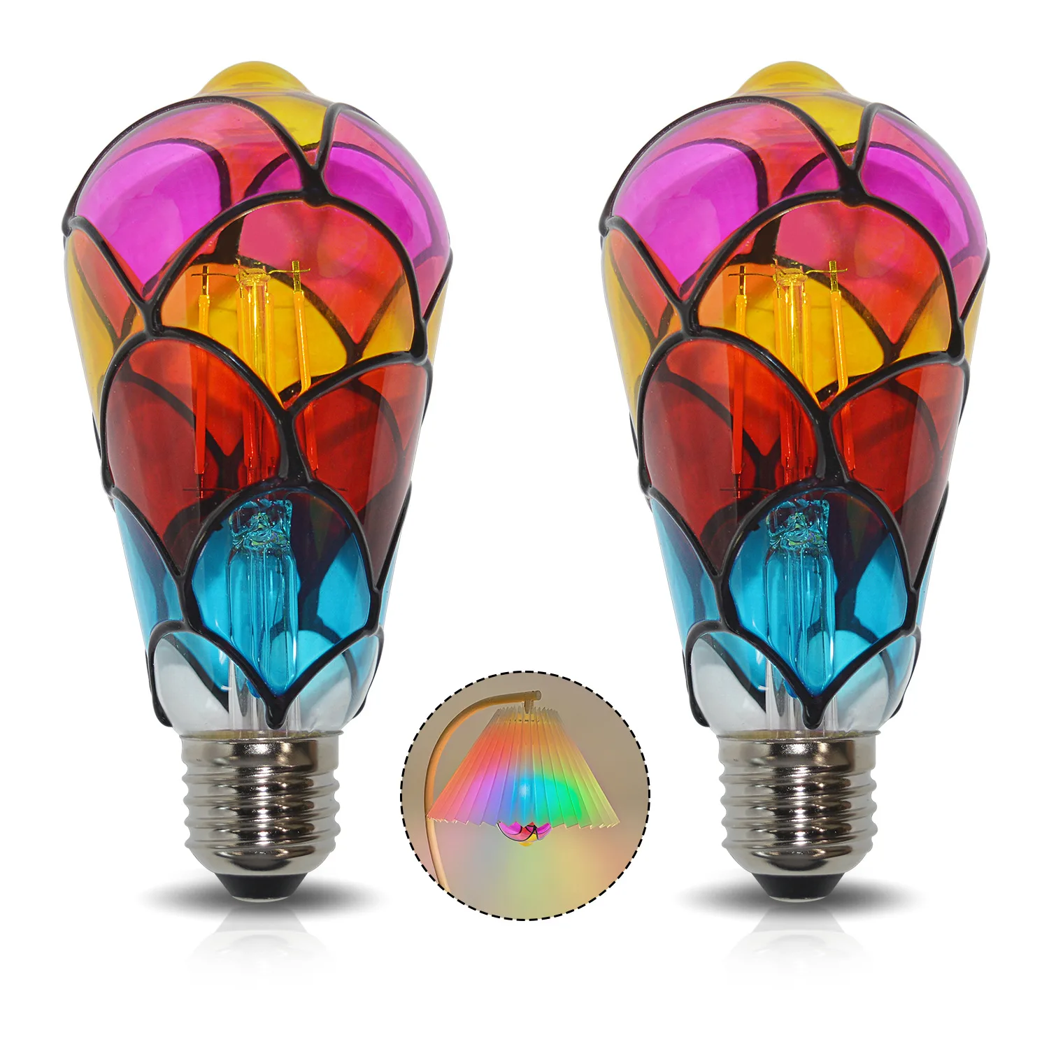 LED رسمت باليد لتقوم بها بنفسك اللون الزخرفية ضوء لمبة 4 واط 8 واط 2700 كيلو 85-265 فولت عيد الميلاد المحيطة ضوء ST64 اللون ضوء الزخرفية غرفة نوم