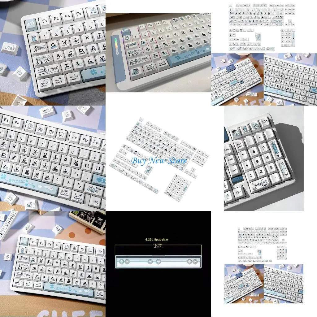 

20CE Sea Salt Course Keycaps PBT Dye Sublimation Original Height Keycap for 61 64 68 84 96 980 Mechanical Keyboards