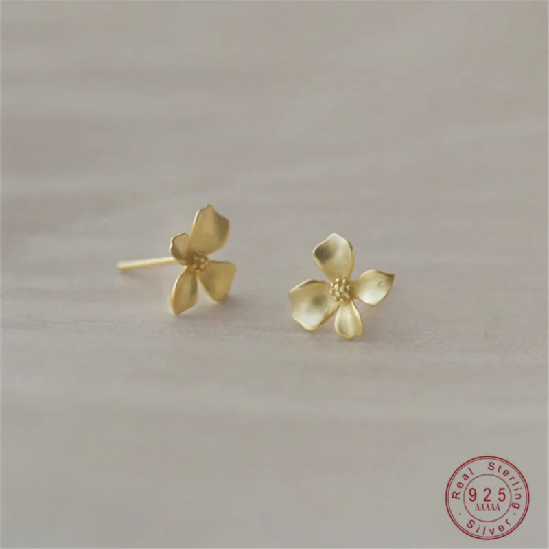 925 Sterling Silver koreański temperament Gardenia stadniny kolczyki dla kobiet słodka biżuteria ślubna akcesoria