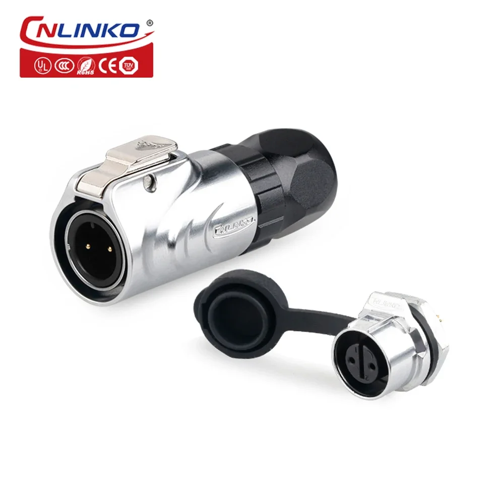 

CNLINKO two contact connector for bulkhead mount waterproof 2 pin round power connector M12