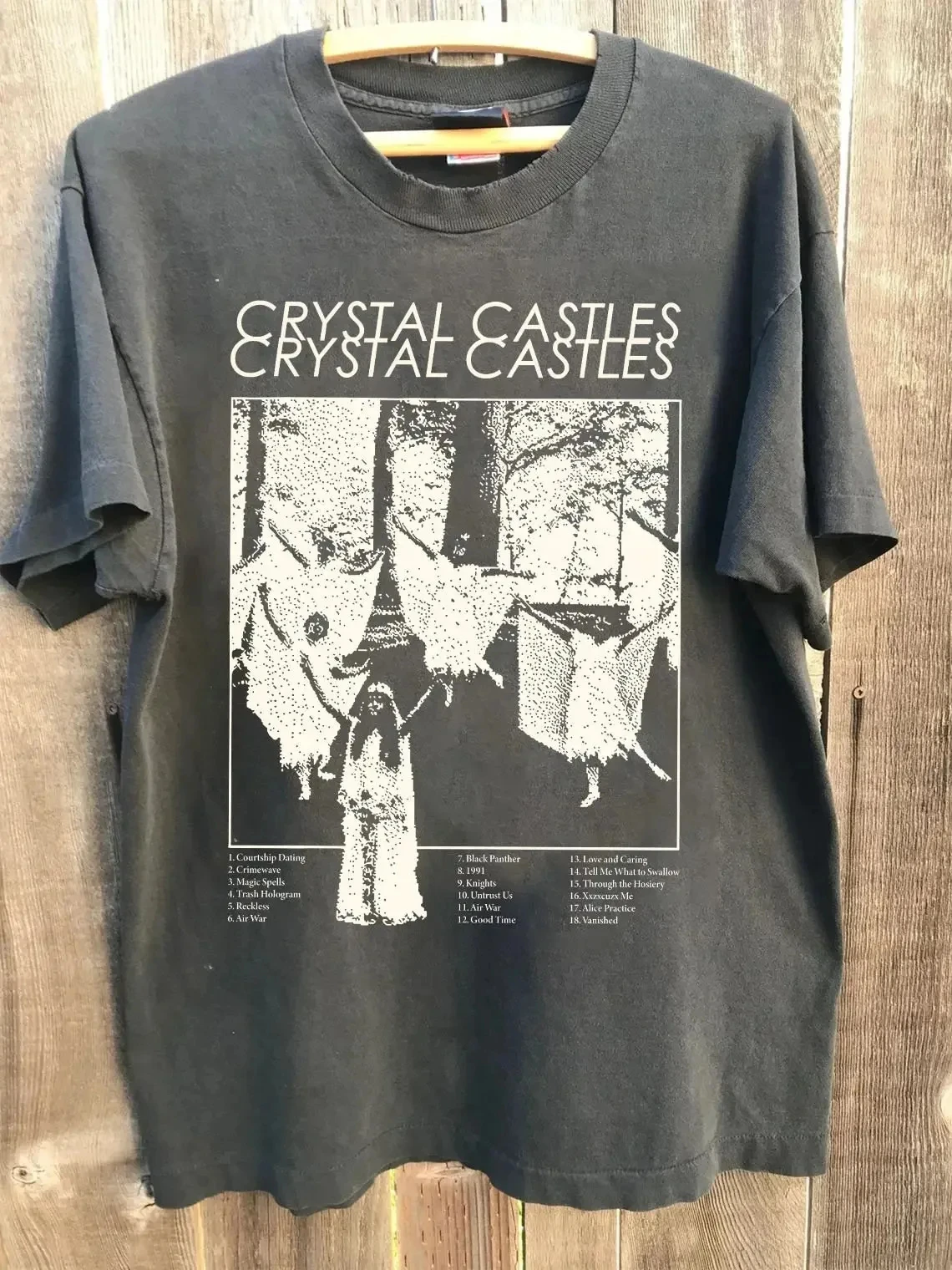 Cotton Tees Men Casual Crystal Castles Fashion Print T Shirt Crew Neck Streetwear Short Sleeve T Shirt Women Free shipping