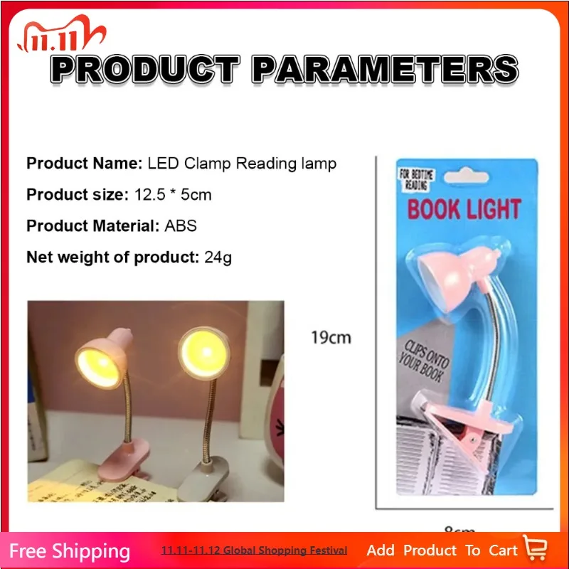 

1Pcs Portable Eye-Friendly Reading Lamp - Warm & Bright Clip-On Light with Long-lasting Battery for Books and Desks Book Lamp