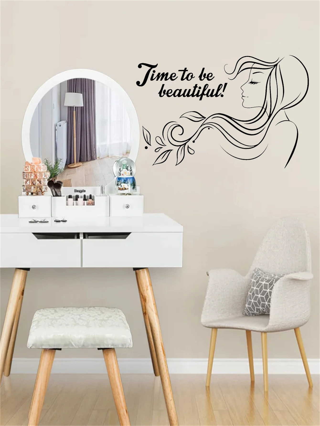 Beautiful Phrase Beauty Spa Vinyl Wall Decal Hair Salon Woman Sticker Mural wallpaper Girls Bedroom Decals vinilo pared LW552