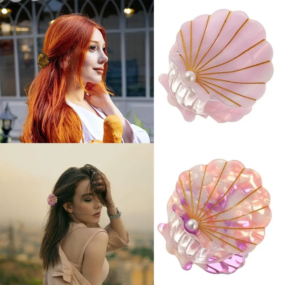 New Seashell Claw Clip Medium with Pearl Seashell Hair Clips Beach Summer Hair Accessories for Women