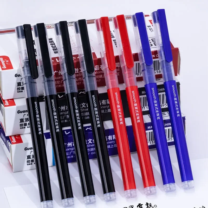 

6Pcs/set Quick-drying 0.5mm Roller Pen Black/Red/blue ink Straight Liquid Rollerball Gel Pen for School Office Stationery Kawaii