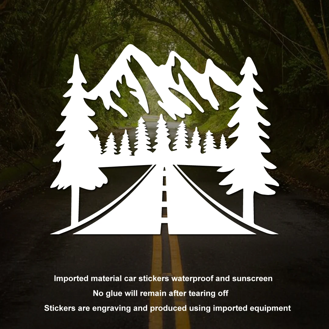

Наклейки на автомобиль из горной дороги сосны - водонепроницаемые солнцезащитные наклейки для кузова и окон, идеальное украшение в стиле приключений на открытом воздухе