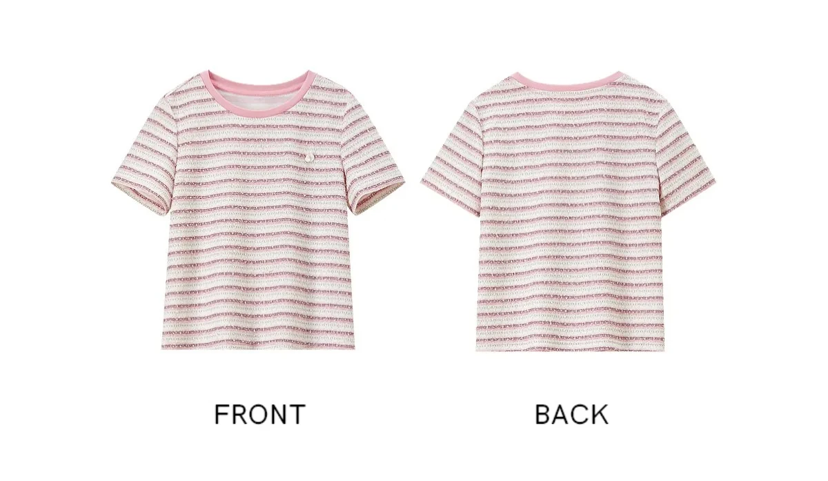 SENTUBILA Vielseitiges geripptes Rundhals-T-Shirt für Damen mit Streifenmuster, Sommer 2026, strukturiertes, gerades Strick-Oberteil, Damenbekleidung Q62TL7174 – Detail 31