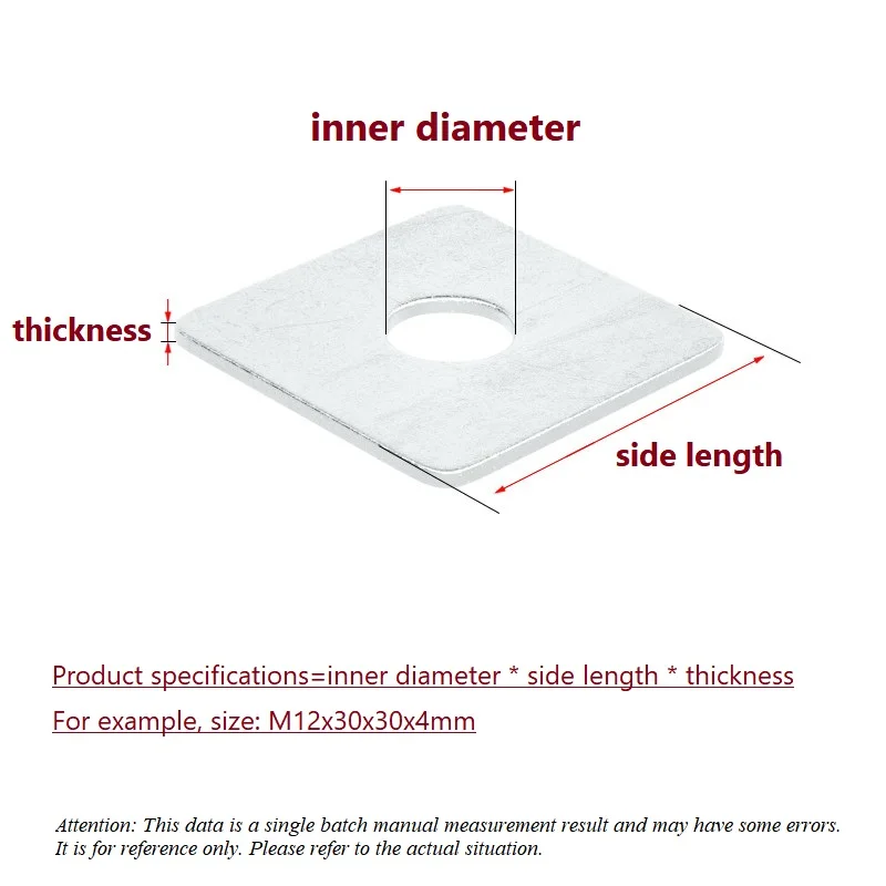 Hot Dip Galvanized Carbon Steel Square Flat Thickened Washer Curtain Wall Gasket M8 M10 M12 M14 M16 M18 M20 M22 M24 M30