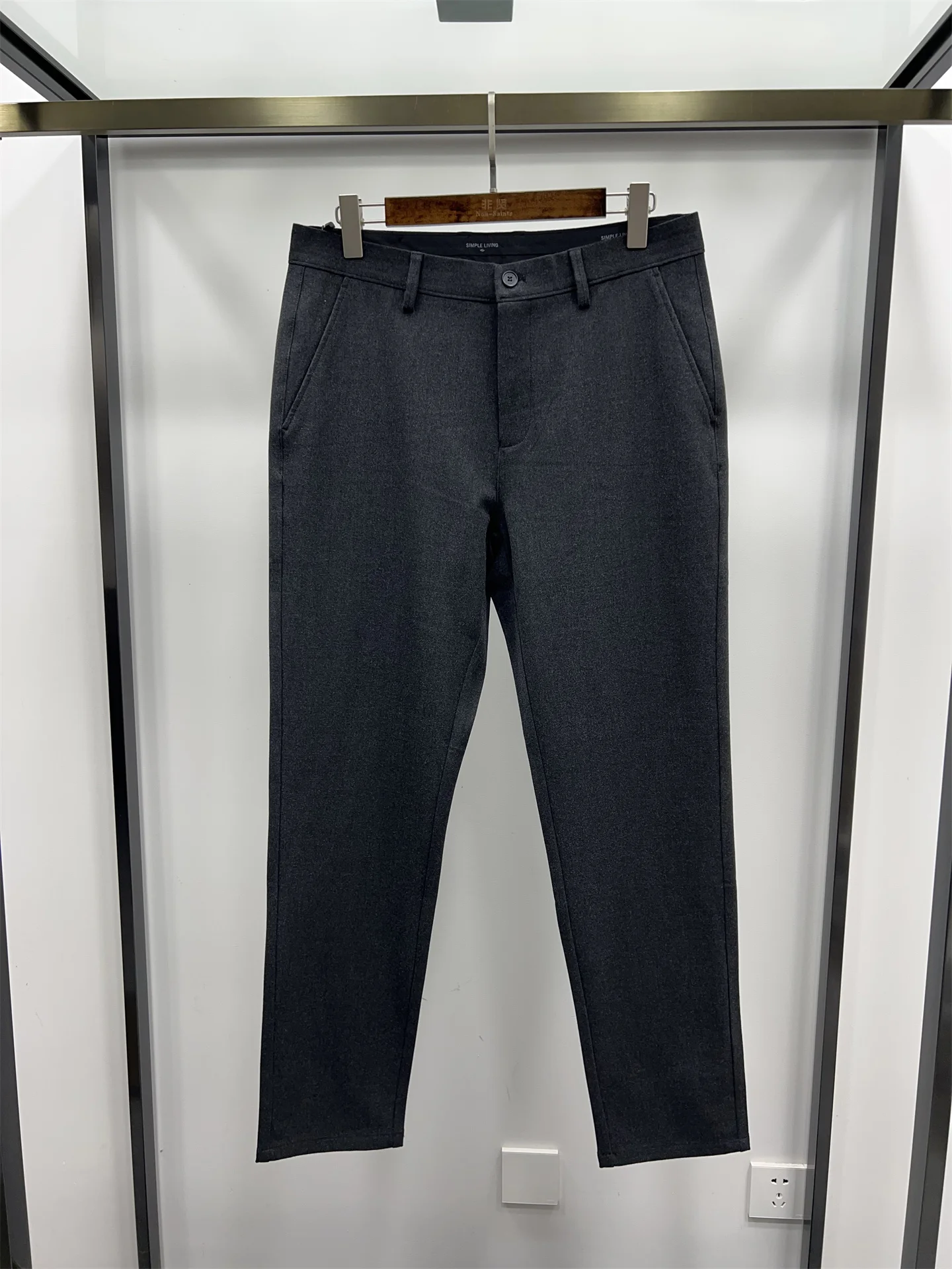 

Non-Saints Men's Wool Blend Casual Pants Mid-Waist Straight Leg Busin Sle Polyester Blend Elastic Fiber Autumn Winter Ne...