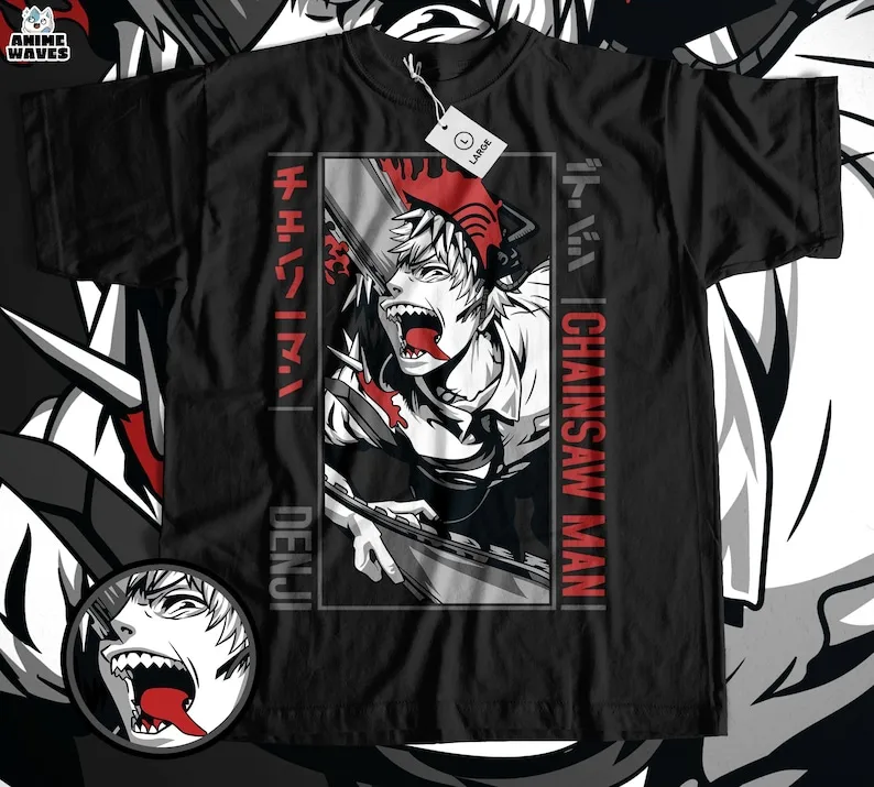 Japanese Demon Hero Unisex T-shirt - Anime Manga Supernatural Tee, Dark Fantasy Art, Otaku Inspired Apparel, Retro Manga Style C