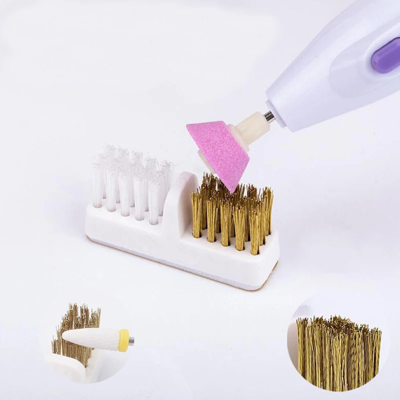 فرشاة تنظيف كهربائية برأس لطحن الأظافر ، مثقاب مانيكير ، جانب مزدوج ، سلك نحاسي ، أدوات نظيفة ، 5 * #1