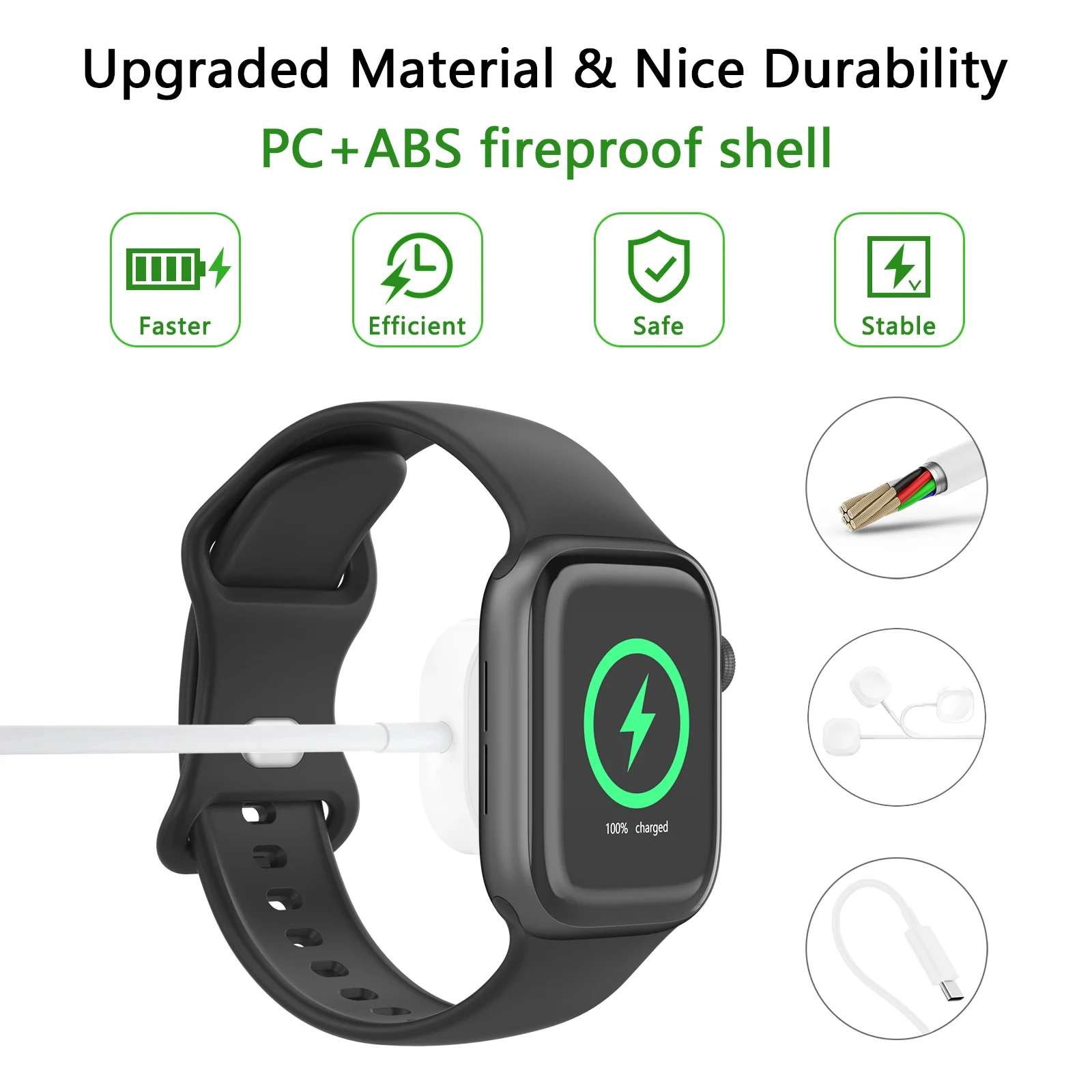 شاحن USB محمول من النوع C لساعة أبل السلسلة 9 8 7 USB ساعة مغناطيسية لاسلكية كابل شحن سريع لساعة iWatch Ultra 6 5