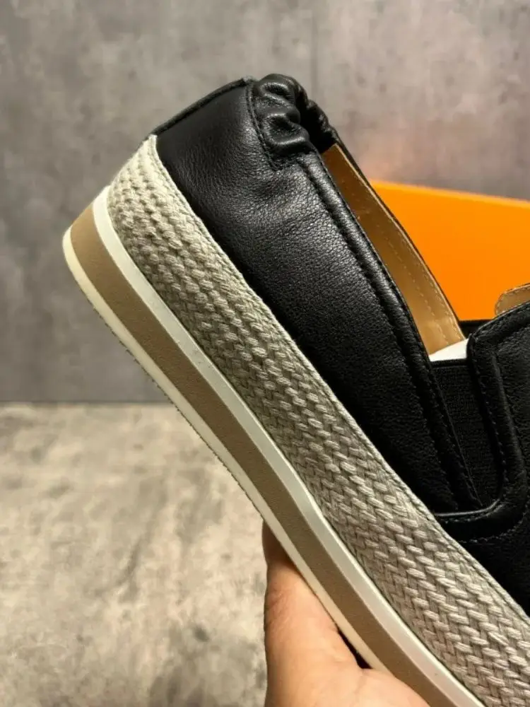 أحذية رياضية بيضاء من الجلد للرجال طراز جديد النسخة الكورية متعددة الاستخدامات كاجوال خفيفة قابلة للتنفس أحذية رجالية سوداء #6