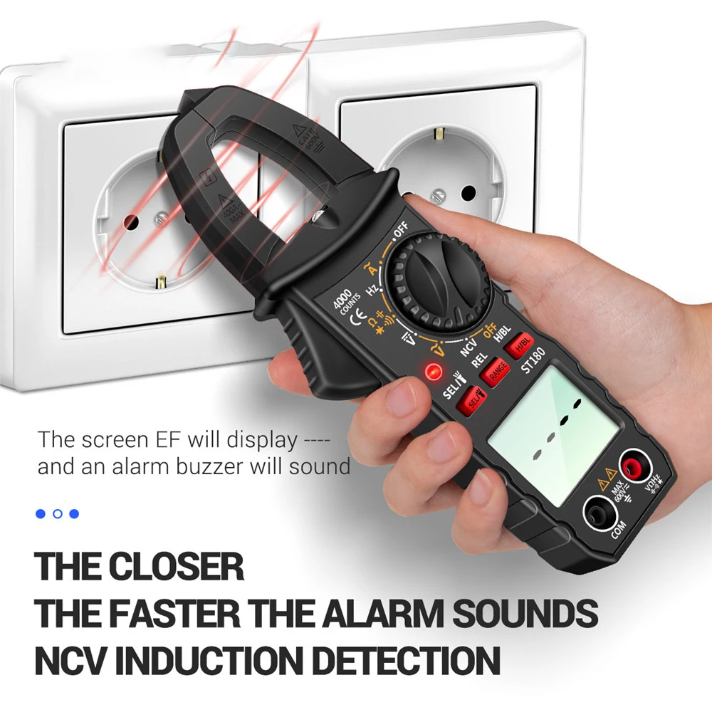 Podofo 4000 Counts Digitales Zangenmultimeter mit Auto-Range-Funktion, Handheld-Stromzangenmessgerät, NCV-Stromfrequenzdetektor, Hintergrundbeleuchtung, Datenspeicherung, AC-Strom-, Spannungs-, Widerstands-, Kapazitäts- und Frequenztester für die elektrische Wartung – Detail 4