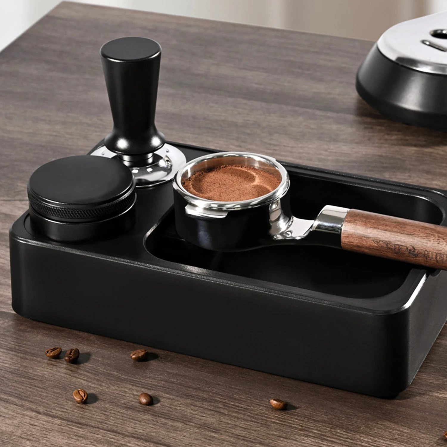 OANKR Espresso Tamping Station And Knock Box, Portafilter Holder Espresso Accessories, Multifunctional Coffee Organizer Station