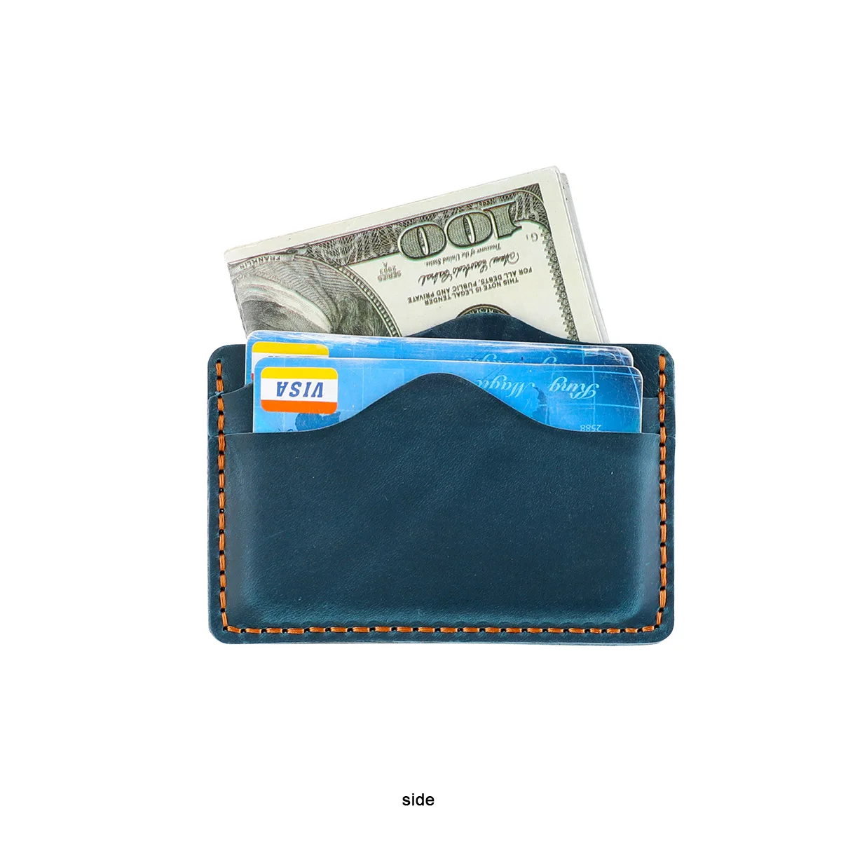 حافظة بطاقات جلدية محمولة من Crazy Horse - حامل بطاقات إبداعي للجنسين لبطاقات الائتمان/البنك، محفظة رفيعة مصنوعة يدويًا