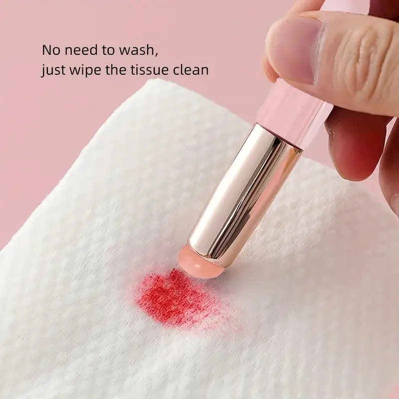 1pc ポータブルシリコンリップブラシ、柔軟で柔らかい、すべての口紅タイプに適し、多目的美容ブラシセット。