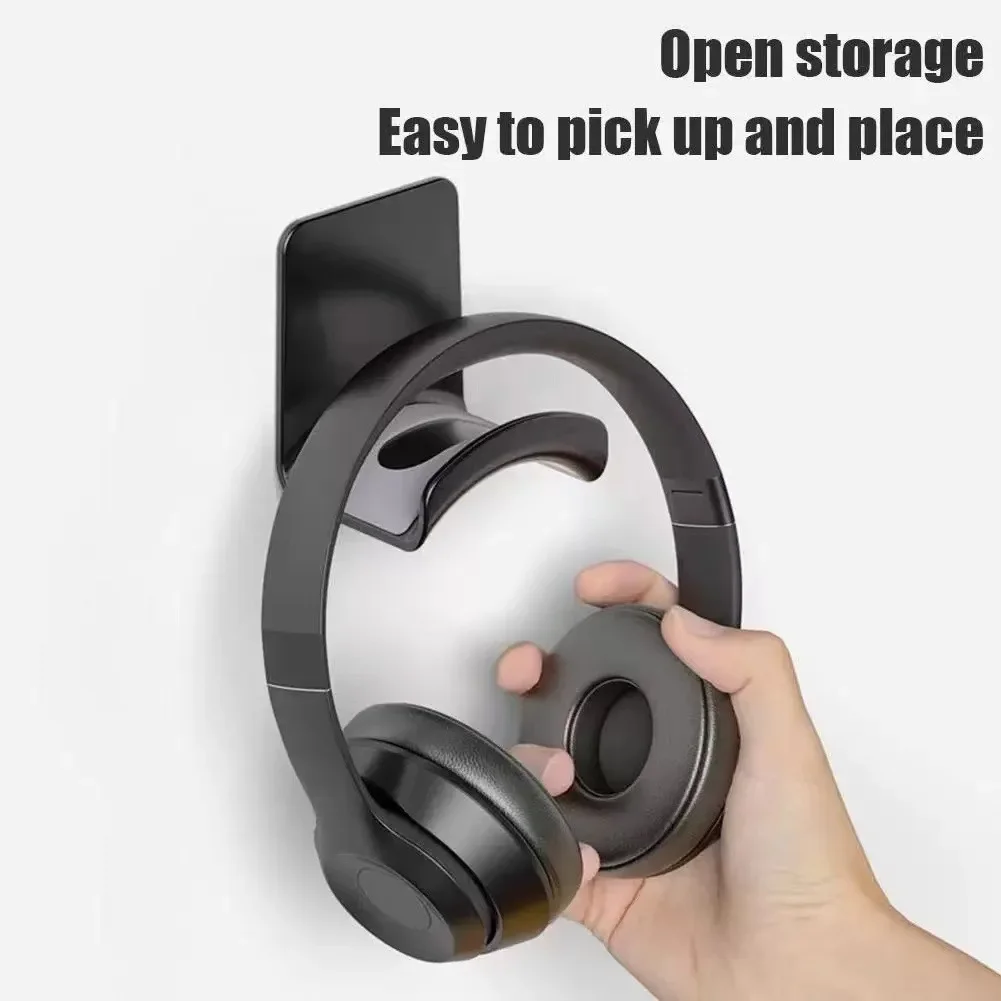 Universal Punch‑Free Adhesive Plastic Over‑Ear Headphone Hanger Gaming Hook Wall Under Desk Mount Organizer for Headsets Storage