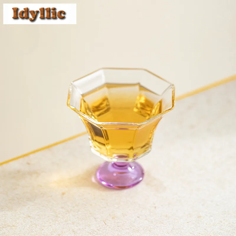 

2 шт./лот, стеклянный внешний вид, восьмиугольная маленькая чайная чашка на ножках, антикварная чайная чаша, кувшин, чашка для медитации, чашки Chazhan Master, 70 мл