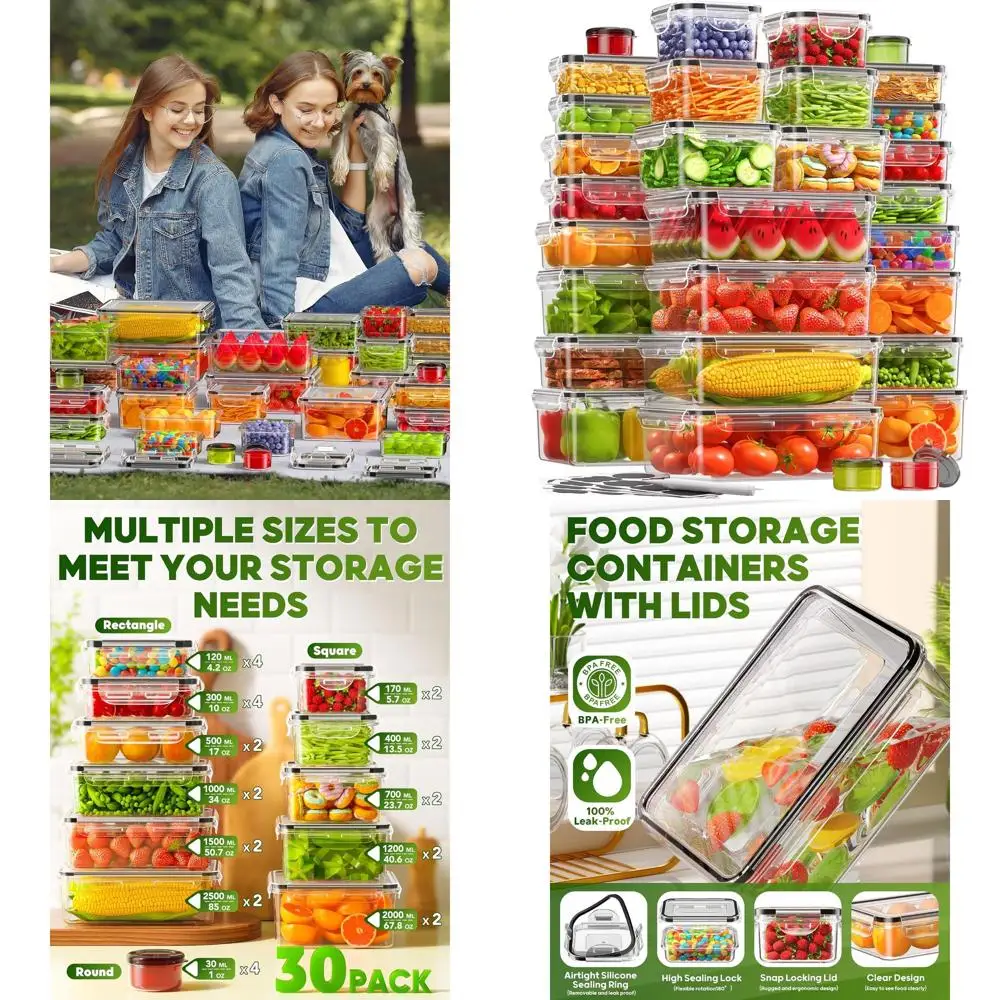 

60-Piece BPA-Free Leak-Proof Meal Prep Containers with Lids and Labeling Kit