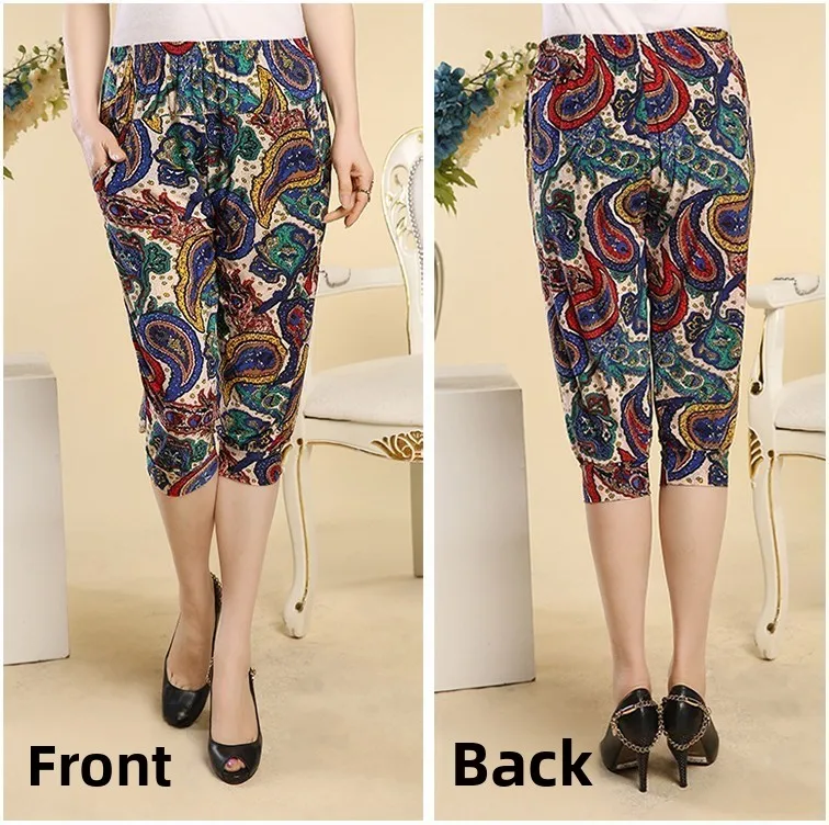 ผู้หญิงหลวมผ้าฝ้ายลินินโคมไฟกางเกง Casual orts เอวสูงเจ็ดฟุตยาวกางเกงสบาย Breathable ฤดูร้อน T...