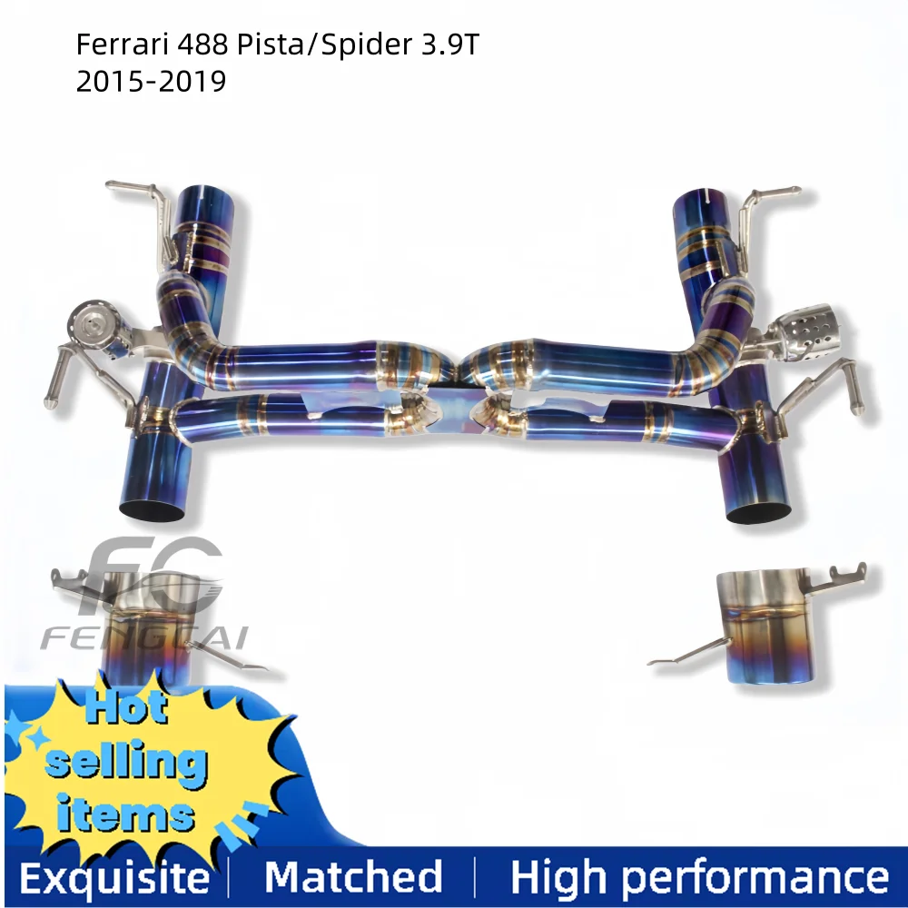 

Задний выпуск Cat для Ferrari 488 Pista/Spider 3.9T 2015-2019, титановый глушитель, вакуумный клапан, выхлопная труба с синим наконечником