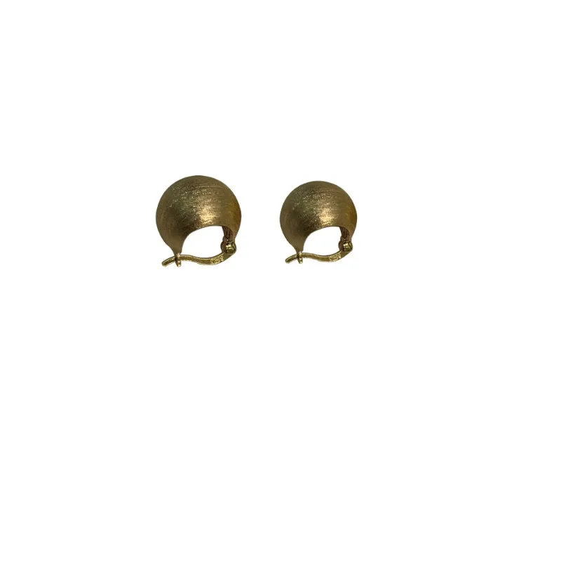 

925 sterling silver brushed earrings women's French temperament simple earrings niche high-end hemisphere jewelry