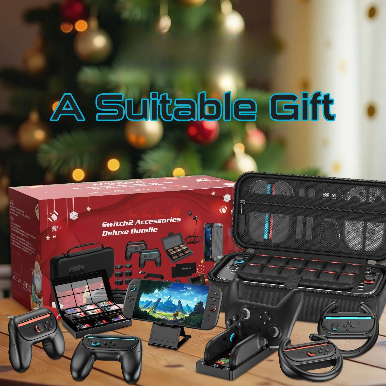 مجموعة ملحقات اللعبة مناسبة لـ Switch 2: حقيبة تخزين مربعة، وحقيبة واقية، وغطاء وحدة التحكم وقاعدة الشحن، وما إلى ذلك.