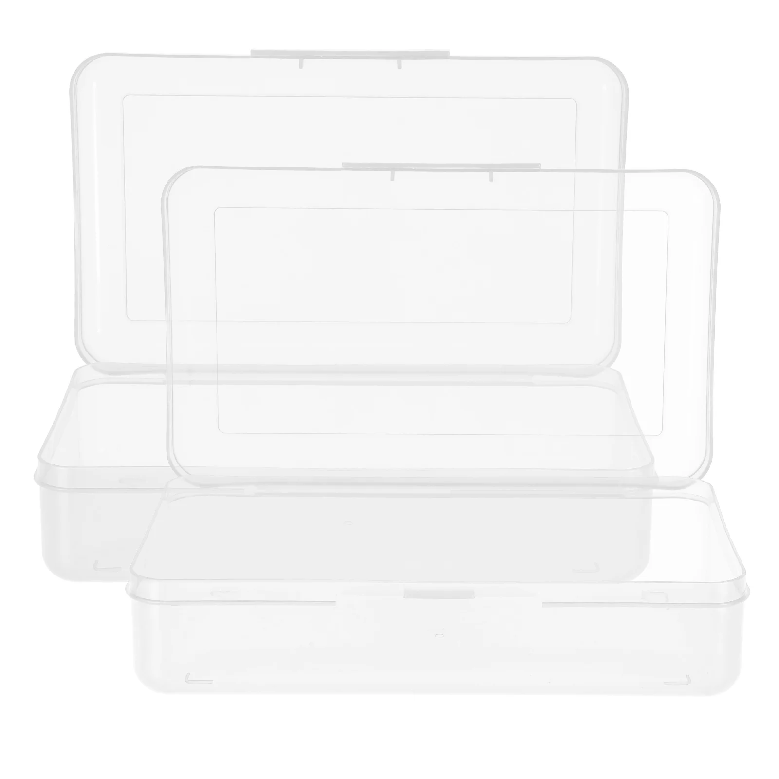 

2Pcs Transparent Plastic Pencil Box Large Capacity Portable Art Supply Organizer Stationery Case for Students School Office