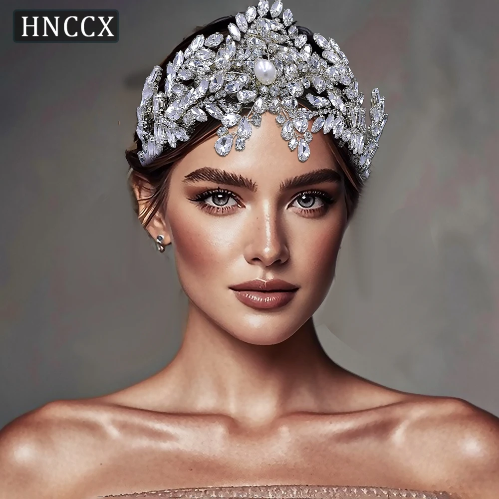 HNCCX Rhinestone Headband Double Layered Metal Hair Accessories Wedding Bridal Headwear Luxury Jewelry Hair Ornament CP699