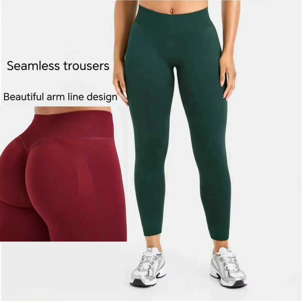 

Women's Tight Yoga Seamless Pants, Solid Color with Multiple Color Options, High-Waisted Tummy Control Exercise Running Capri Yoga Pants
