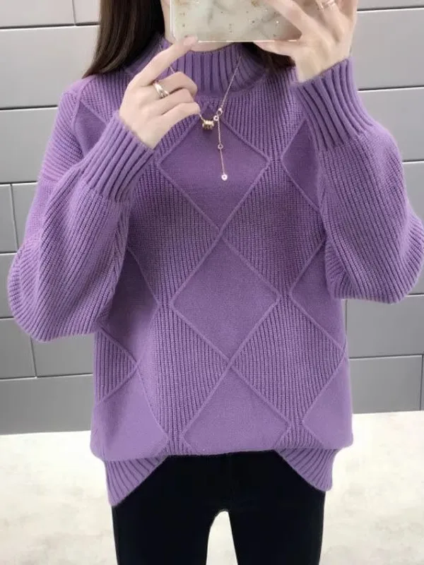2026 New Knitted Sweater Women's Short High Collar Base Layer Shirt Autumn Winter Versatile Outerwear Warm Korean Style Loose...
