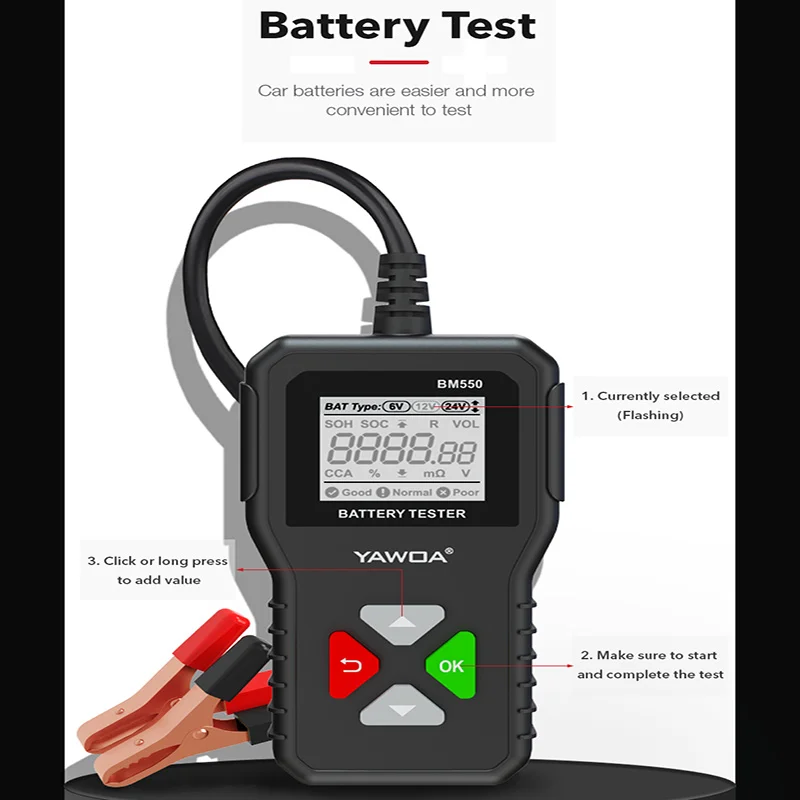 6V12V24V Battery Tester Electric BM550 Automotive battery tester Battery capacity internal resistance tester