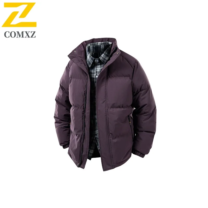 

COMXZ зимняя куртка с толстым воротником-стойкой, теплое ветрозащитное пальто для катания на лыжах и путешествиях, зимняя высококачественная хлопковая стеганая куртка, мужская одежда